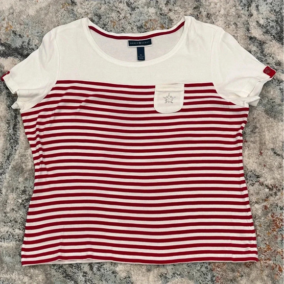 Karen Scott Tops - Karen Scott Women’s Striped Short Sleeve Top - XL